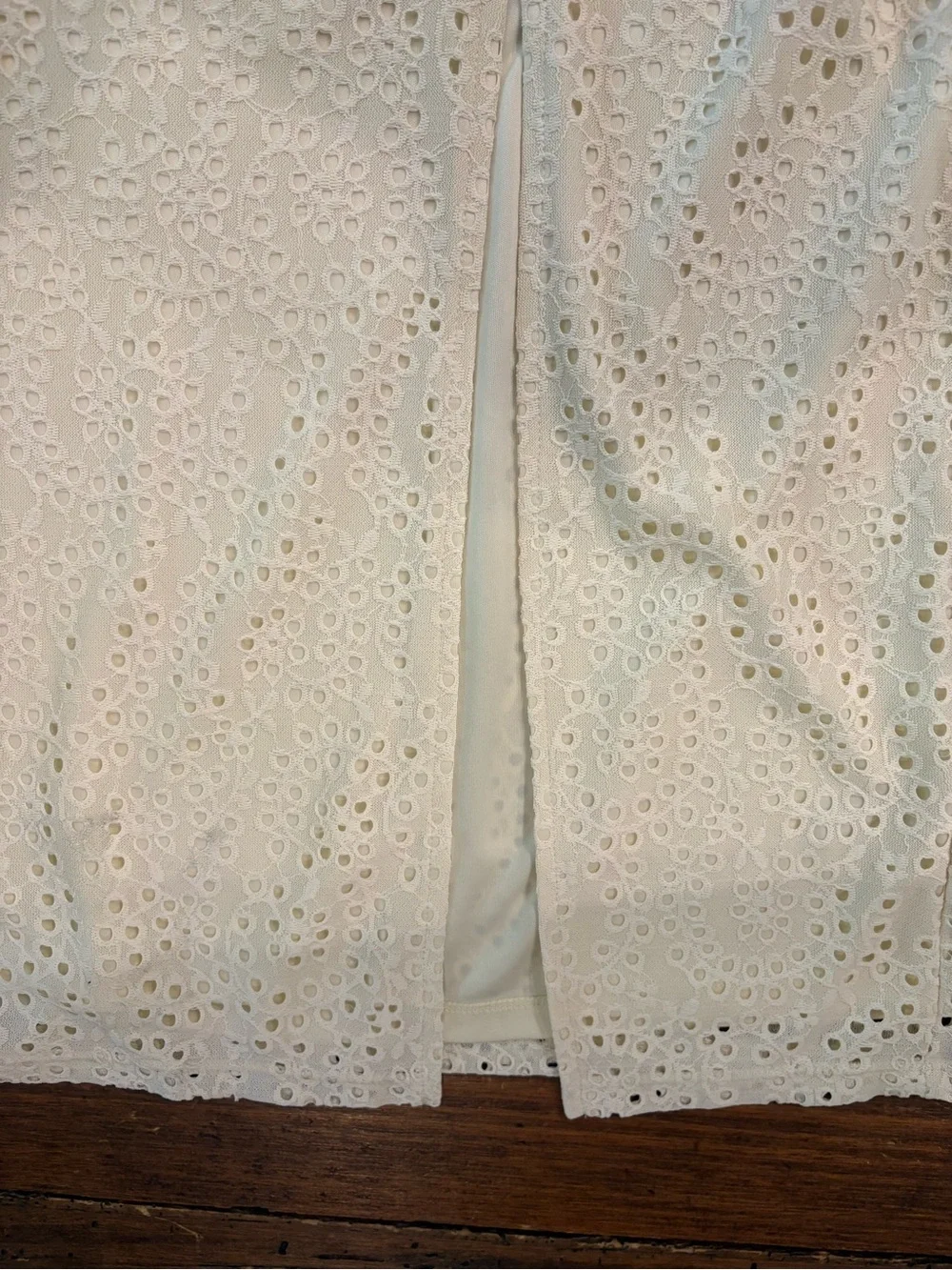 a new day Cream Eyelet Pencil Skirt with Front Slit